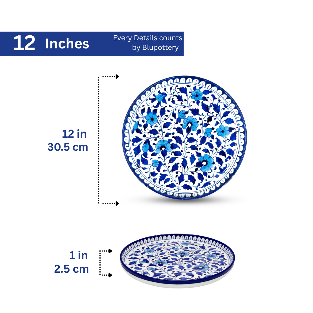 Hand-Painted Classic Blue Floral Big Platter