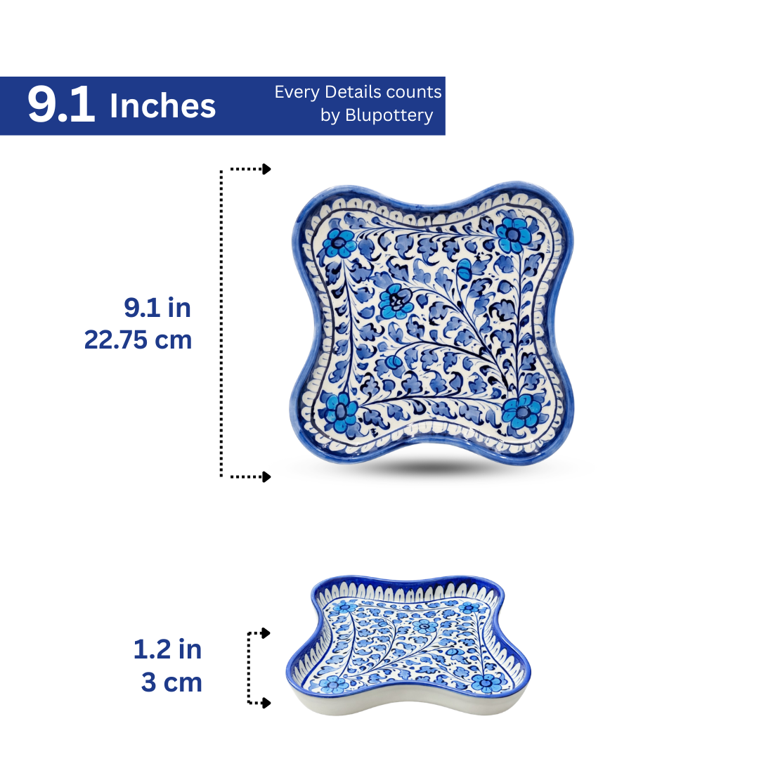Hand-Painted Curved Square Ceramic Tray