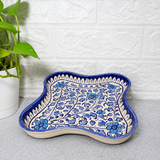 Hand-Painted Curved Square Ceramic Tray