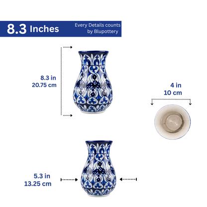 Hand-Painted Royal Blue Flared Ceramic Vase