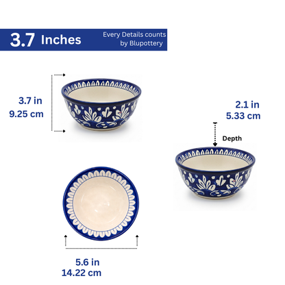 Hand-Painted Classic Blue Floral Ceramic Serving Bowl (Small)