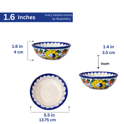 Hand-Painted Sunny Floral Ceramic Dessert Bowls (Set of 3)