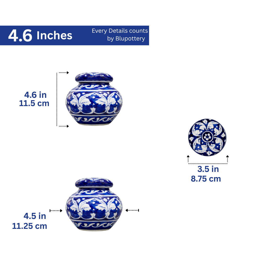 Hand-Painted  Blue & White Ceramic Storage Pot (Set of 2)