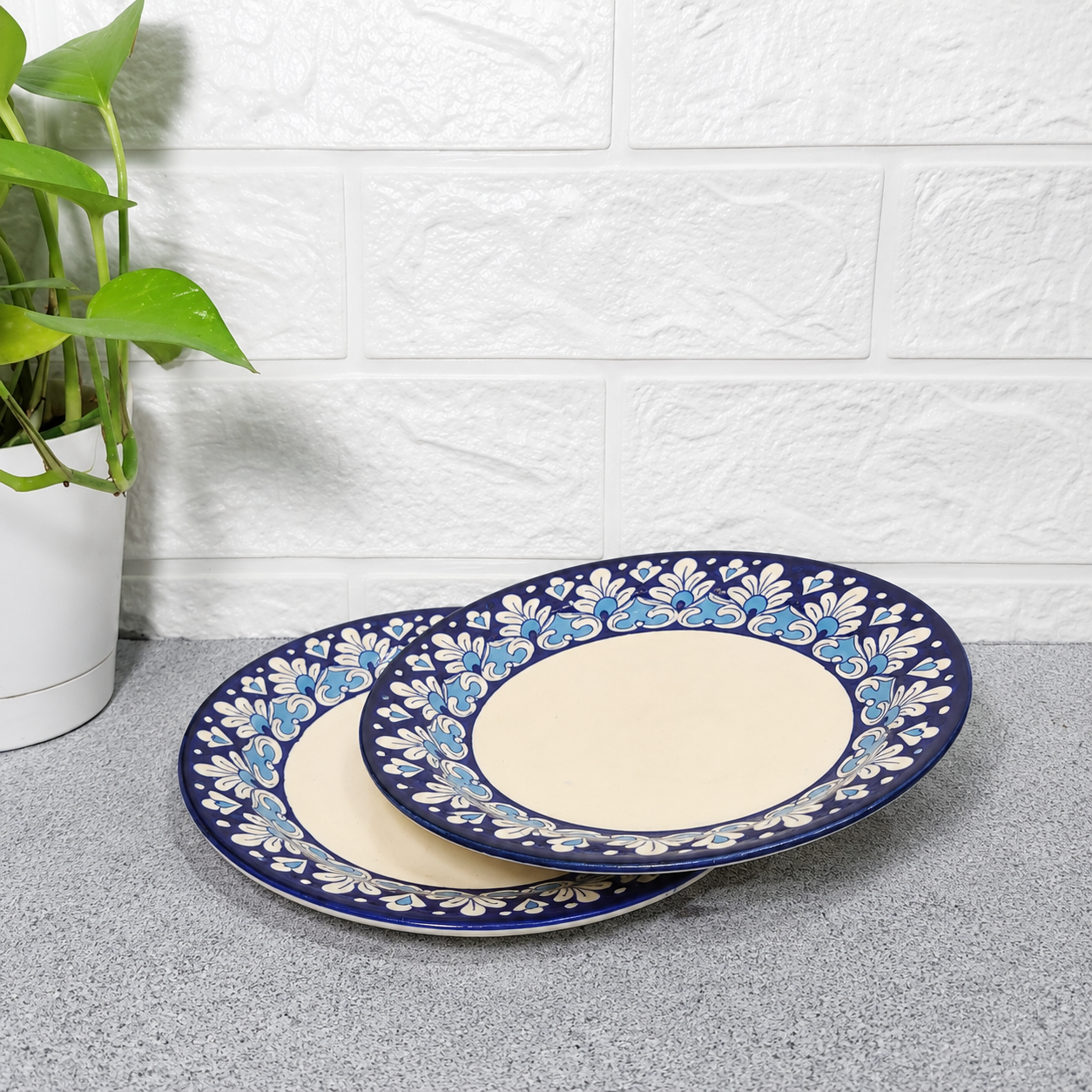 Blue Pottery Dinner Plate Set of 2 – Handmade Ceramic Dining Plates