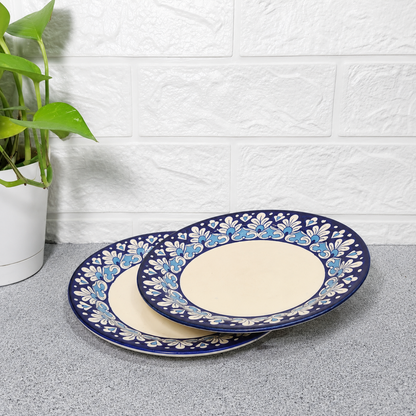 Blue Pottery Dinner Plate Set of 2 – Handmade Ceramic Dining Plates