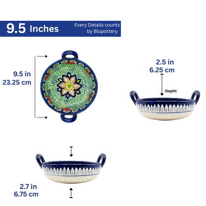 Hand-Painted Vibrant Ceramic Serving Karahi