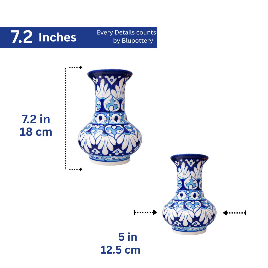 Classic Hand-Painted Blue Floral Ceramic Vase