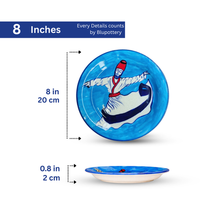 Hand-Painted Blue Whirling Dervish Decorative Plate (Sufi)