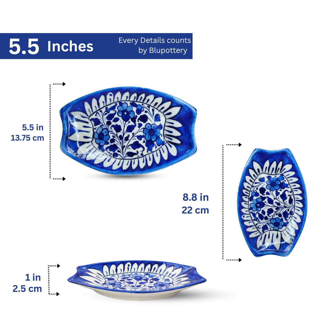Hand-Painted Classic Blue Oval Serving Platter (Set of 2)