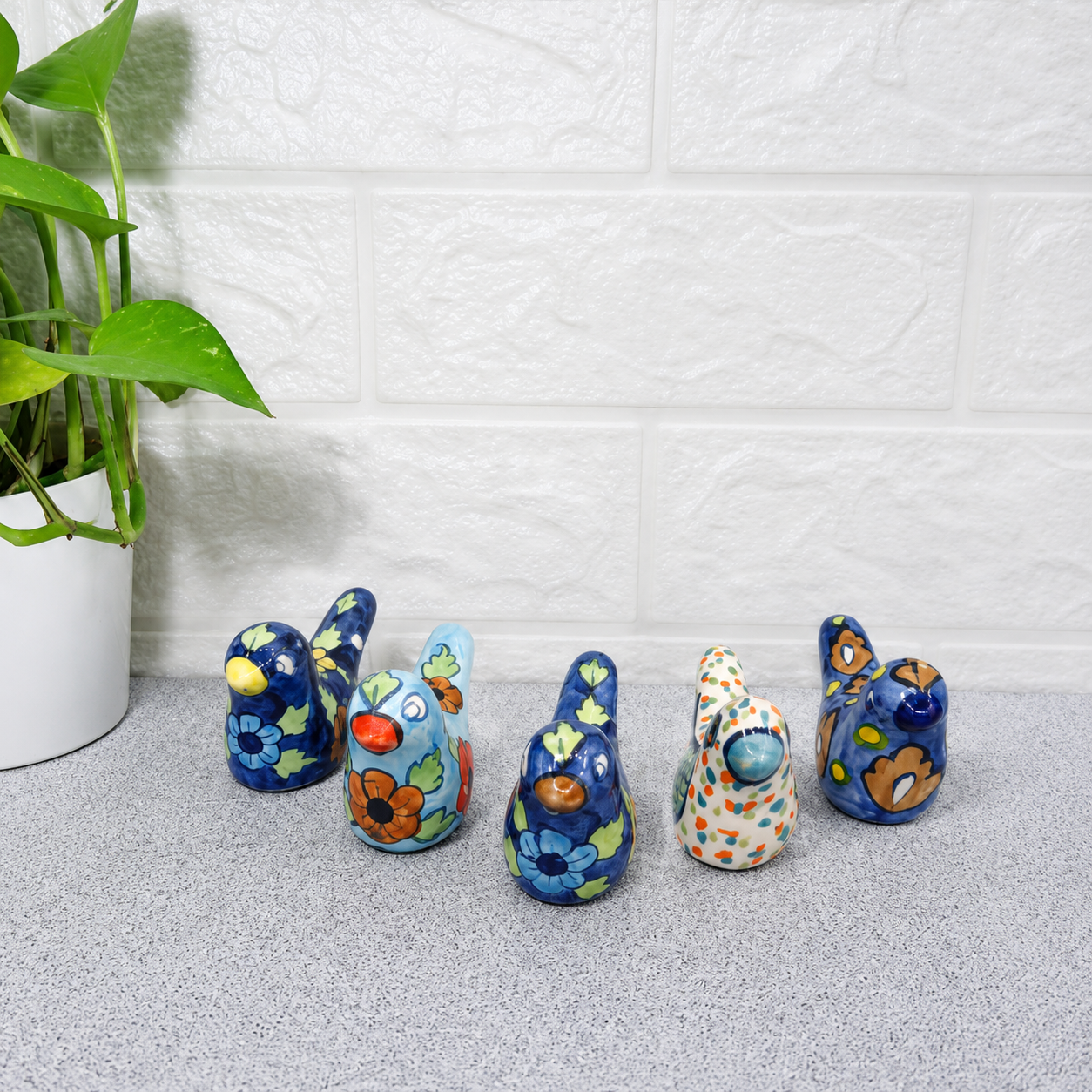 Ceramic birds Set of 5