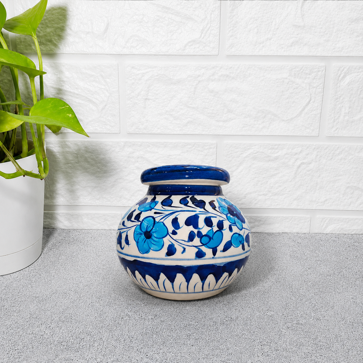 Hand-Painted Classic Blue Ceramic Storage PoT