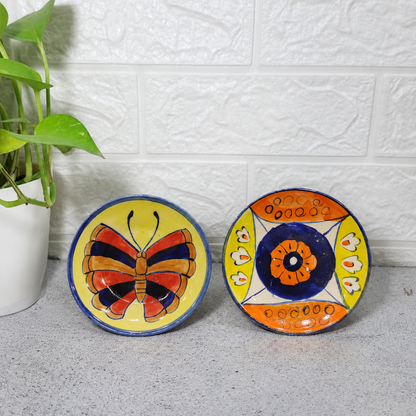 Hand-Painted Ceramic Mini Wall Plates (Set of 2)