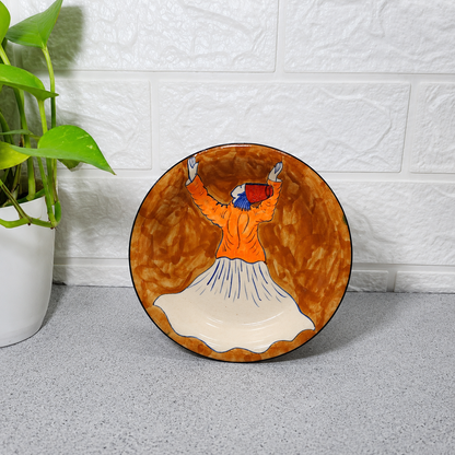 Hand-Painted Whirling Dervish Decorative Ceramic Plate (Sufi)
