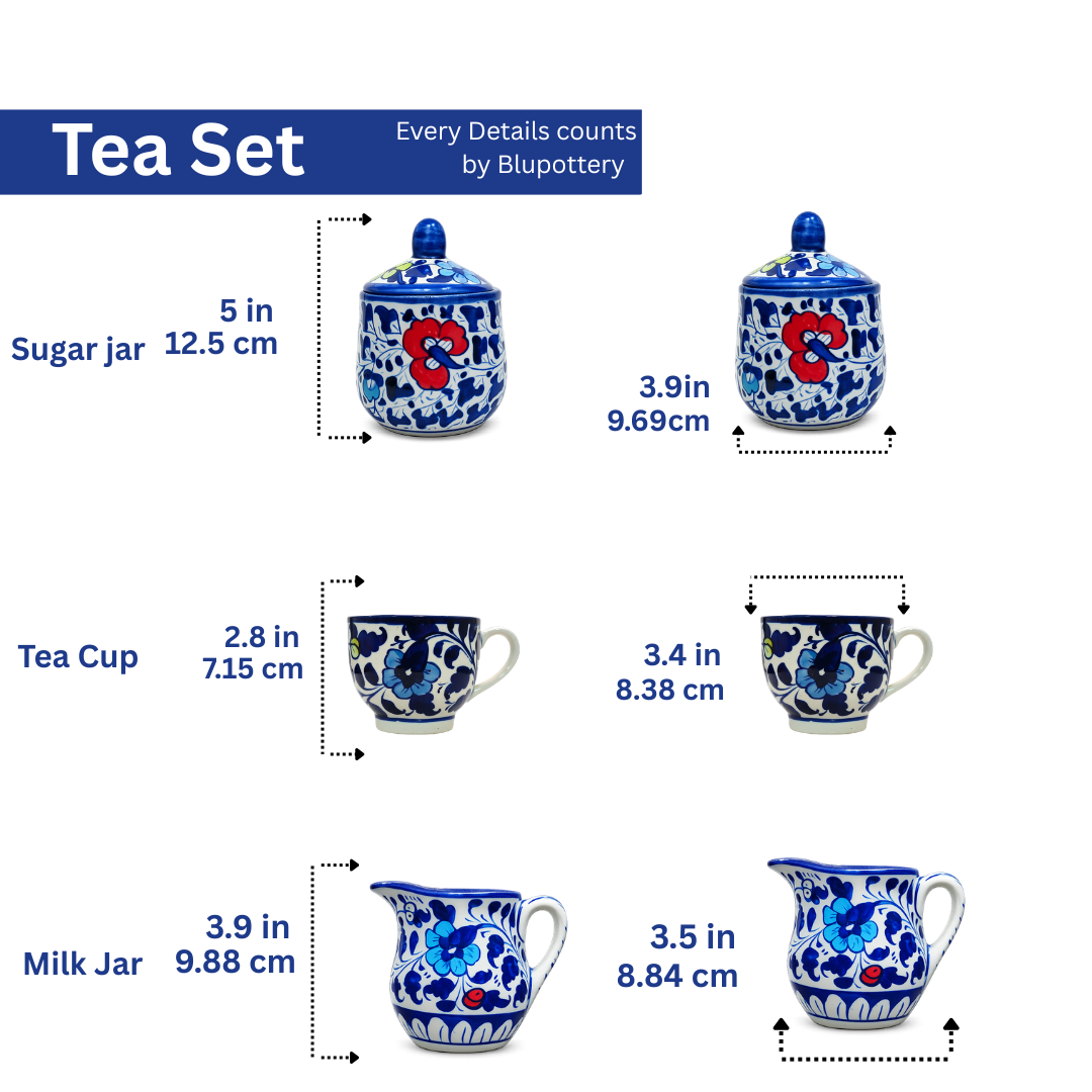 Hand-Painted Vibrant Floral Ceramic Tea Set (5 Person)