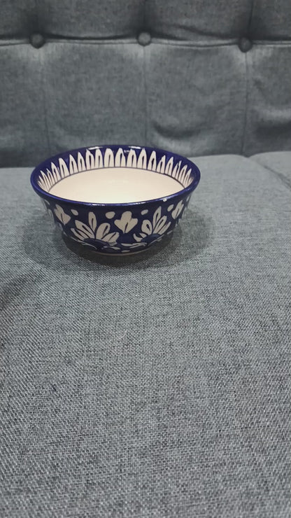 Hand-Painted Classic Blue Floral Ceramic Serving Bowl (Small)