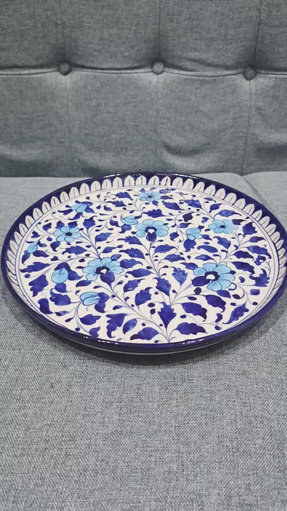 Hand-Painted Classic Blue Floral Big Platter