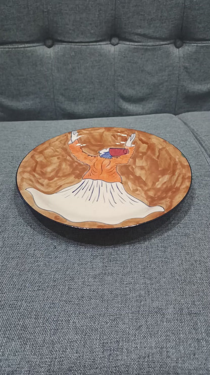 Hand-Painted Whirling Dervish Decorative Ceramic Plate (Sufi)