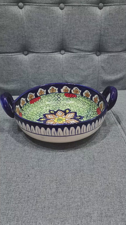 Hand-Painted Vibrant Ceramic Serving Karahi