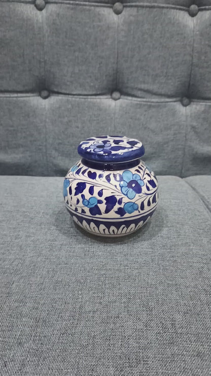 Hand-Painted Classic Blue Ceramic Storage Pot (Set of 2)