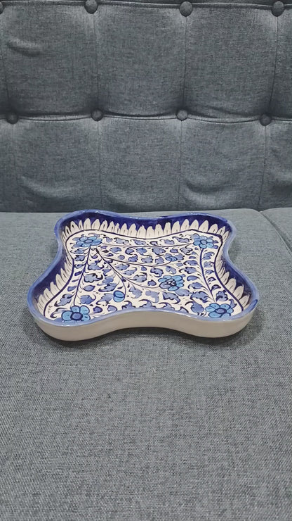 Hand-Painted Curved Square Ceramic Tray