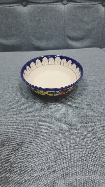 Hand-Painted Sunny Floral Ceramic Dessert Bowls (Set of 3)