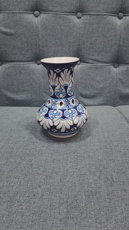 Classic Hand-Painted Blue Floral Ceramic Vase